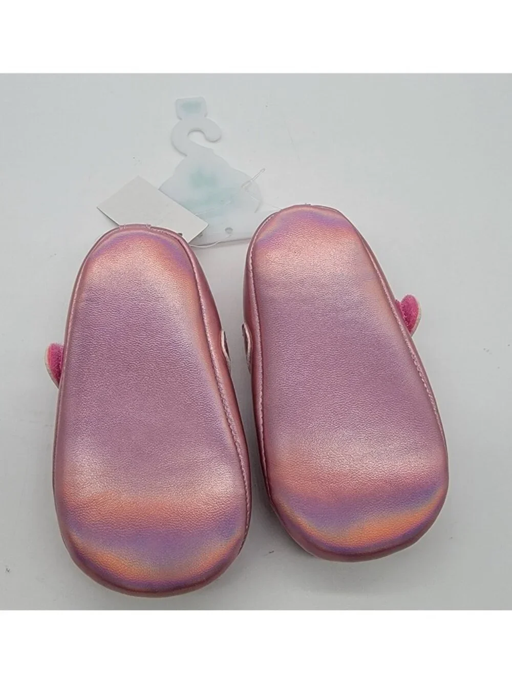Disney Minnie Mouse Crib Shoes 9-12 Months Pink Metallic Soft Sole Mary Jane